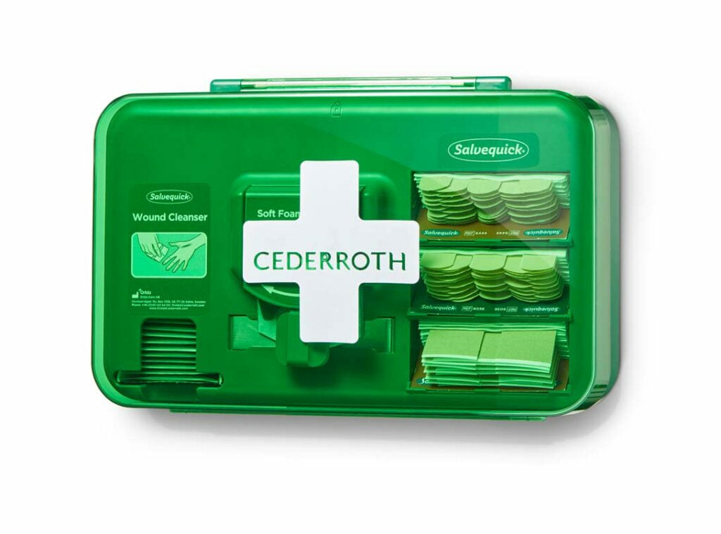 Cederroth Wundversorgungs-Spender – 40 Wundreinigungstücher, grün