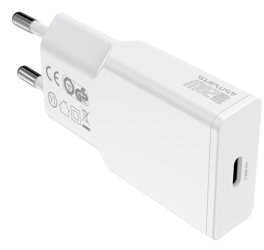 4smarts PDPlug Slim USB-Ladegerät 20 W – USB-C×1 – PD 3.0, PPS, QC 3.0, GaN – EU-Stecker (Typ C)