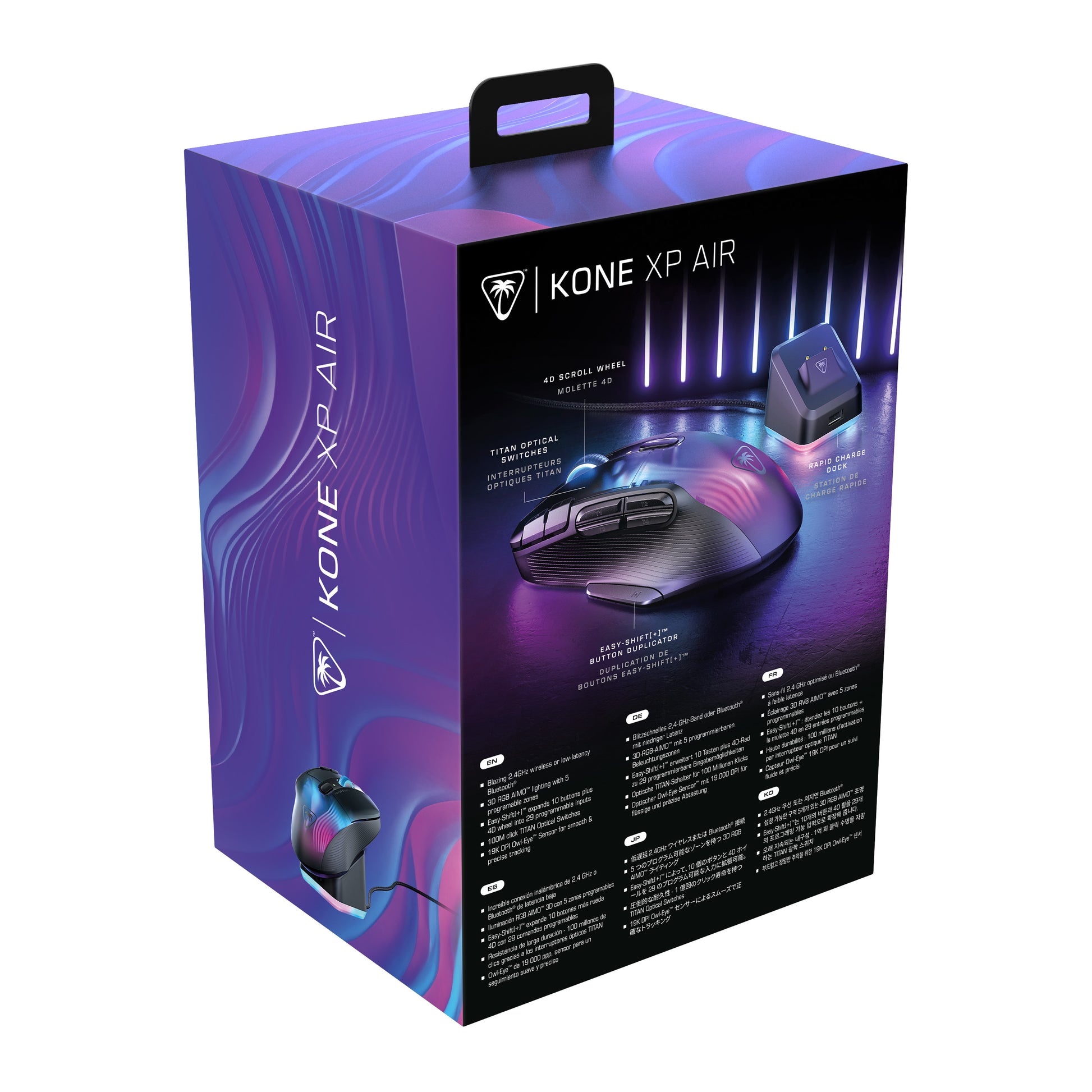 Turtle Beach Kone XP Air Gaming-Maus – kabellos, USB-C, 19'000 dpi, 10 Tasten, RGB, schwarz