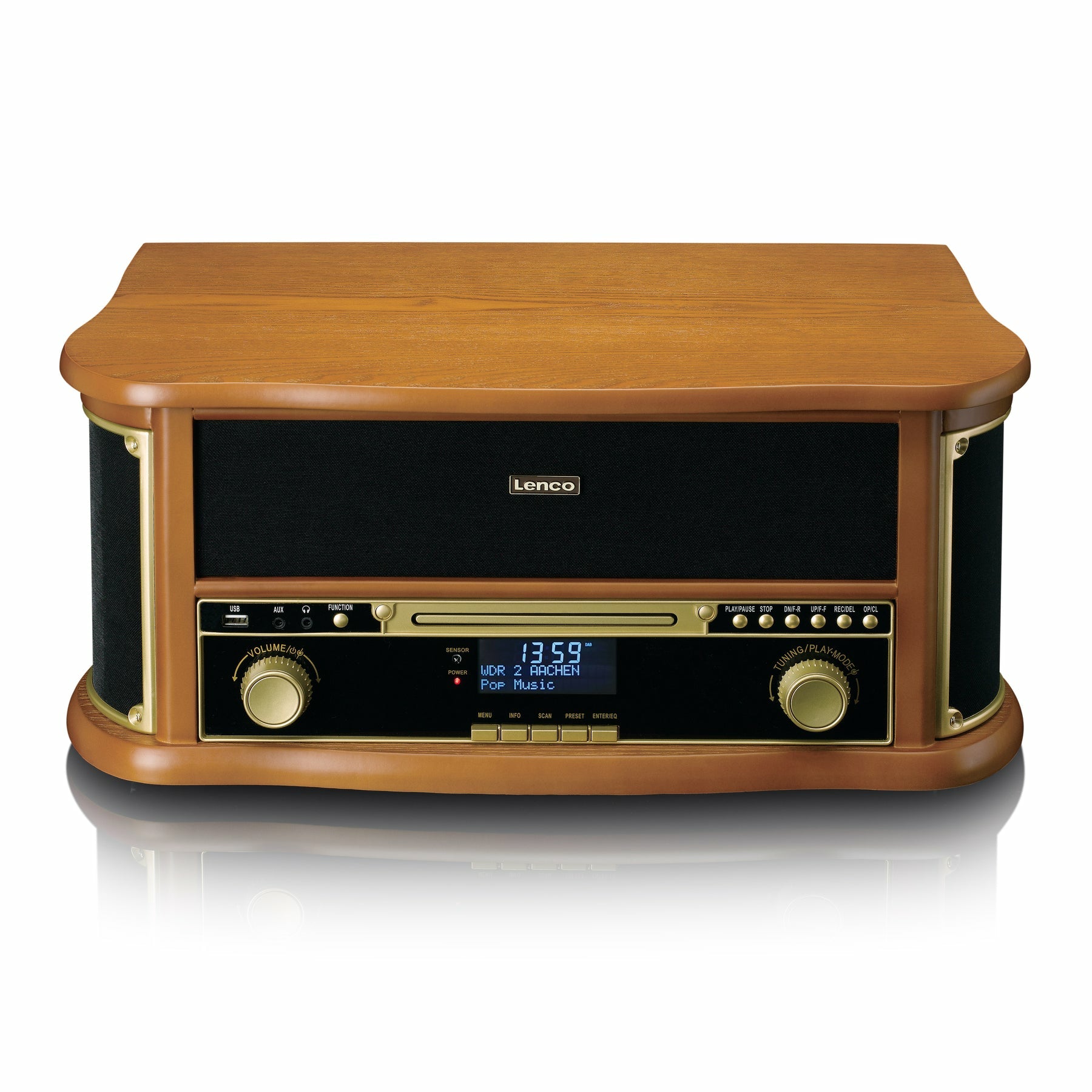 Lenco TCD-2571WD – Plattenspieler (Riemenantrieb), Bluetooth, Phono-Vorverstärker, 33⅓/45/78 U/min – Braun