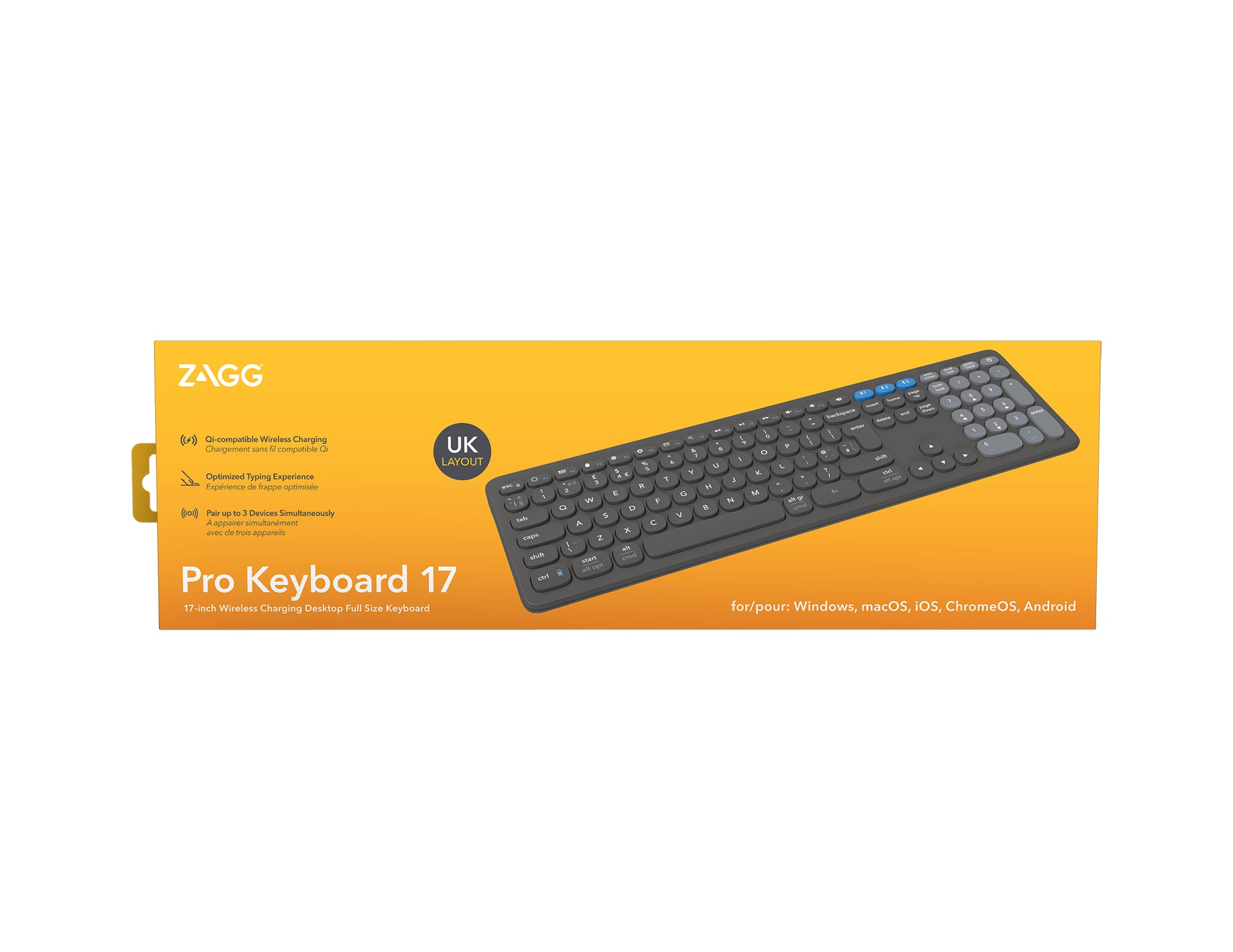ZAGG Pro Tastatur 17 – Tastatur, UK-Layout (EN), Fullsize (mit Ziffernblock), Dunkelgrau