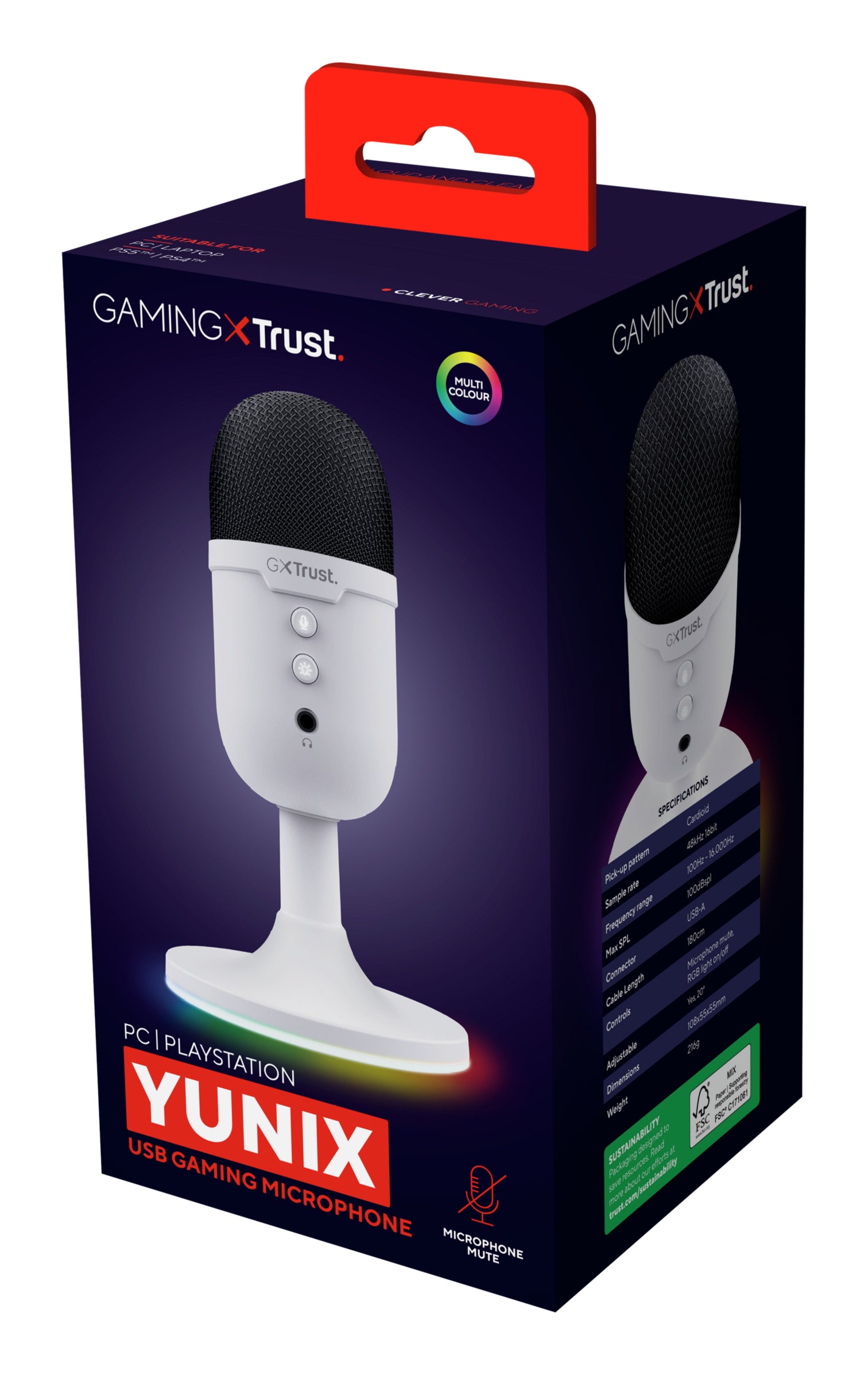 Trust GXT 234W Yunix Tischmikrofon – USB-A/3,5 mm Klinke, Niere, 16 Bit/48 kHz, für Windows/Mac