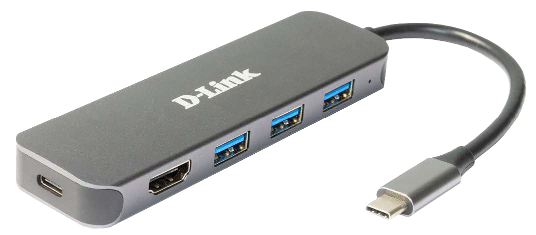 D-Link DUB-2333 Multiport-Adapter – USB-C, 1× HDMI, 3× USB-A, 60 W PD, für Windows/Mac