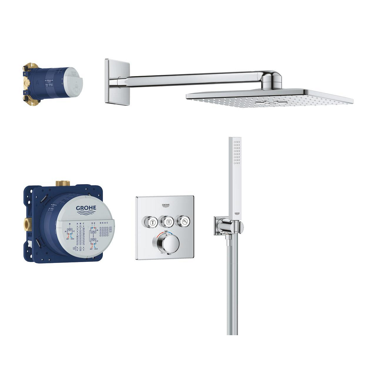 GROHE Badebatterie (Unterputz) SmartControl – Thermostat, Kunststoff/Chrom, Silber