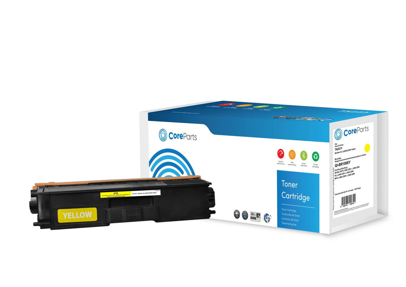 CoreParts TN321Y Gelber Toner – Kompatibel – 1'500 Seiten – für Brother DCP-L8400/DCP-L8450/HL-L8250 und andere