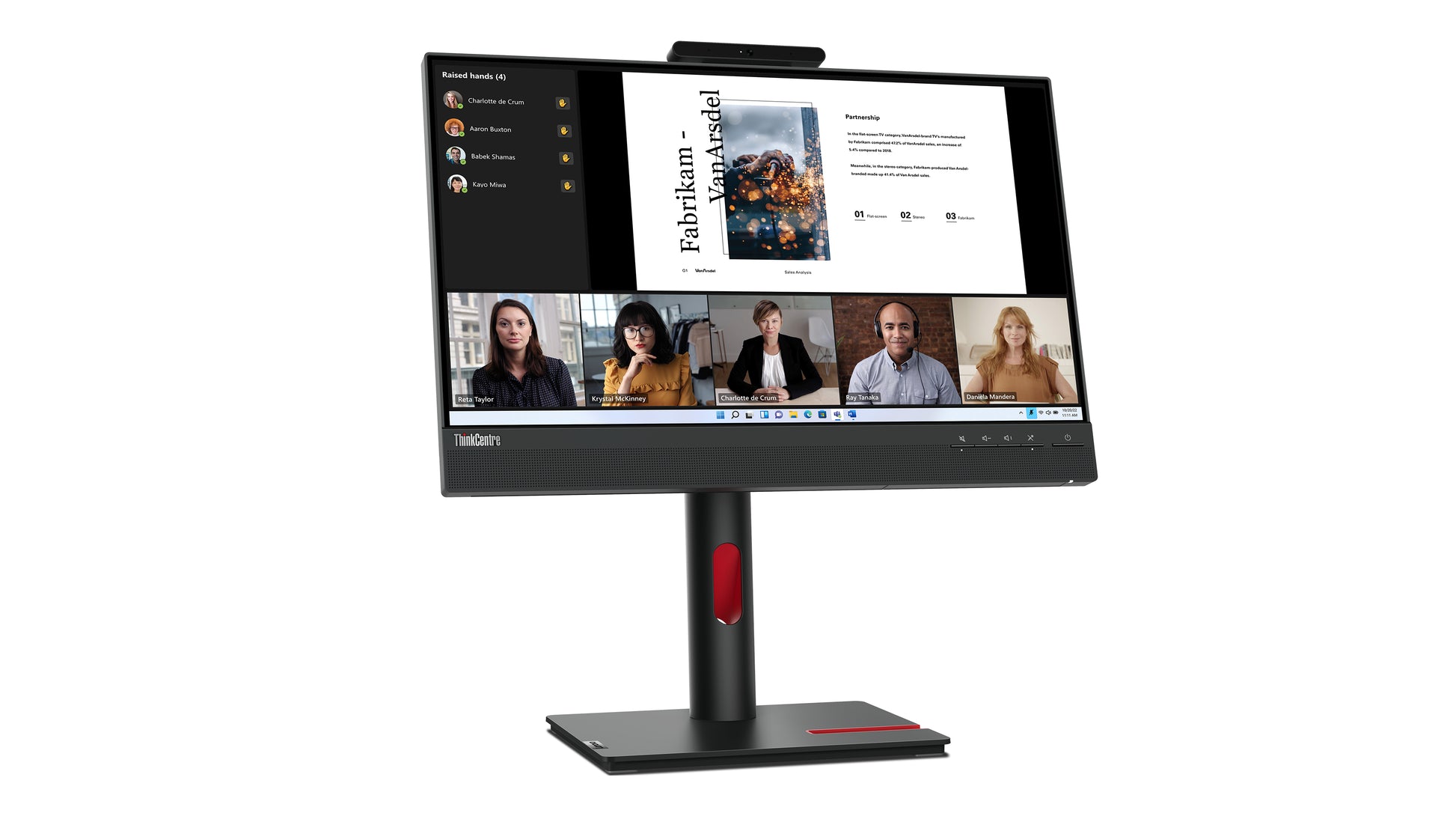 Lenovo Thinkcentre Tiny-In-One 22 – Monitor, 21,5", IPS, 60 Hz, 250 cd/m², Webcam, VESA 100 × 100, Schwarz