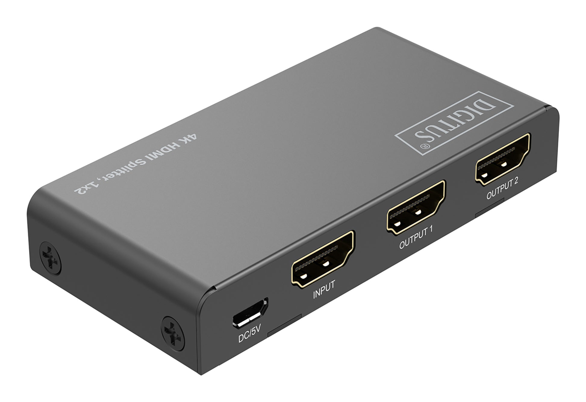 Digitus HDMI-Splitter 1x2 – 4K UHD, 60 Hz, HDMI 2.0, HDCP 2.2 – Grau, Metall