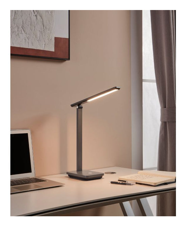 EGLO Tischleuchte Iniesta – 3000–6500 K, 360 lm, 3,6 W, dimmbar, Touch, Akku, USB, grau