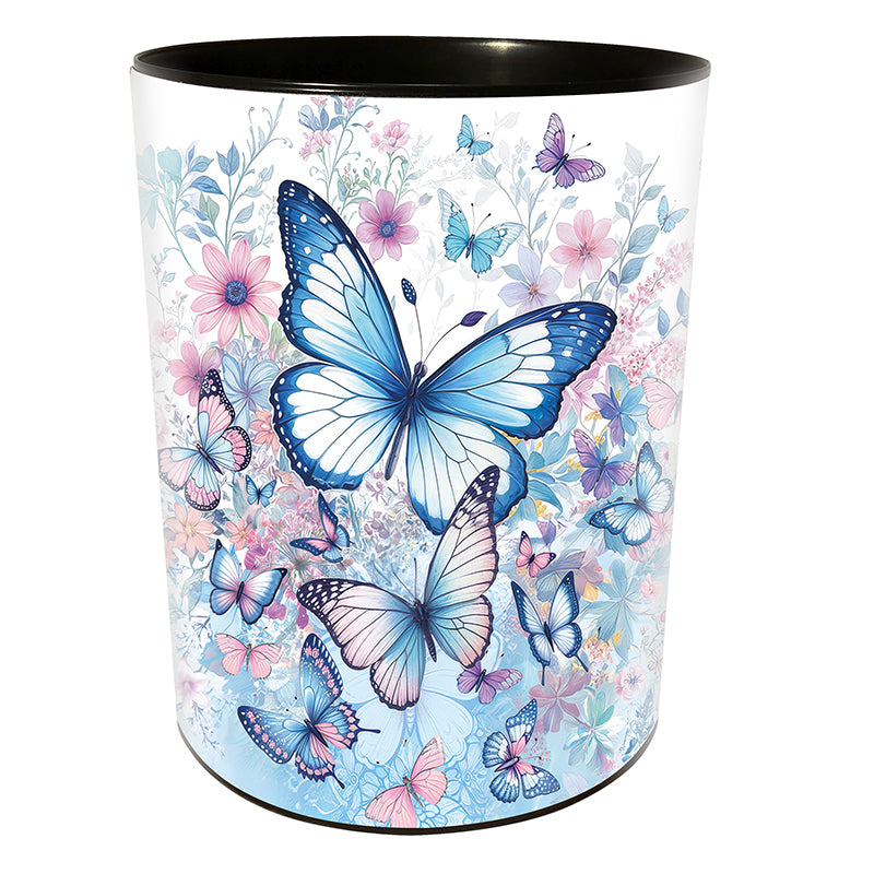 Goldbuch Papierkorb Schmetterlingsgarten – 10 l – Kunststoff, rund – schwarz/blau
