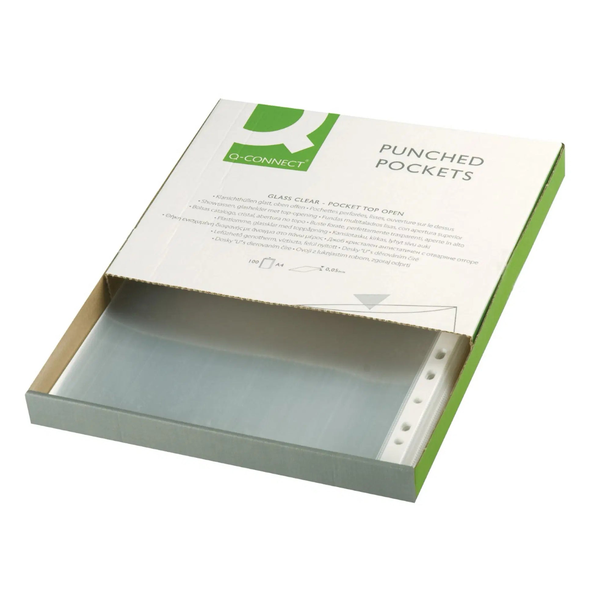 Q-CONNECT Sichtmappe A4 – transparent, Polypropylen, glänzend, 50 µm, 100er-Pack