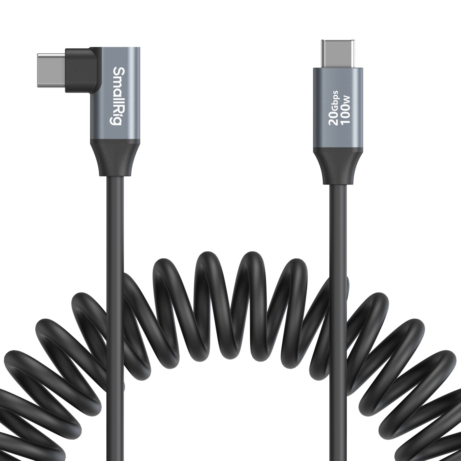 SmallRig USB-C auf USB-C Kabel – USB 3.2 Gen1 5 Gbit/s, 100 W PD, 3,5 m, gerade/abgewinkelt, Spiralkabel