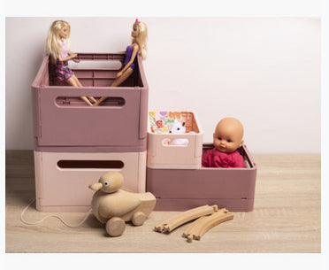Exacompta Skandi Aufbewahrungsbox A4+ – klappbar, stapelbar, 375 × 40 × 275 mm, hellrosa, Kunststoff