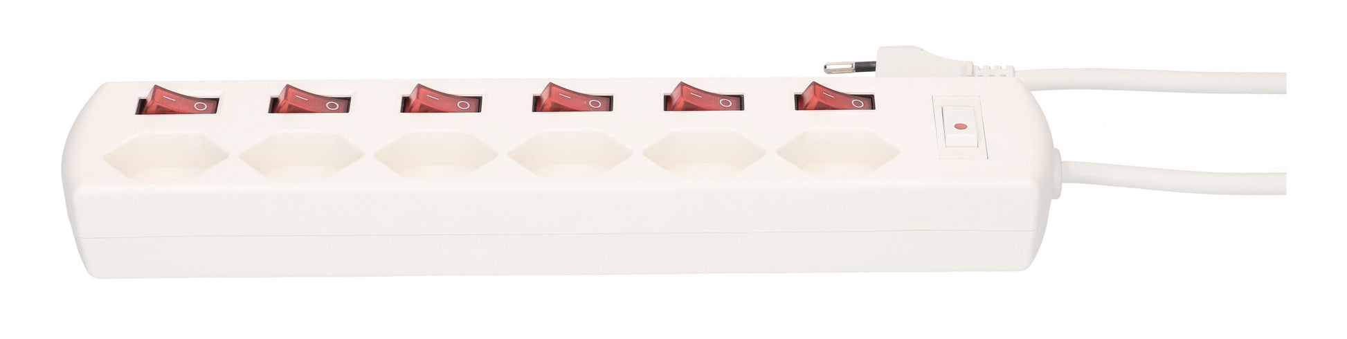 Max Hauri AG Steckdosenleiste – 6 Steckdosen, 2300 W, 10 A, 1,5 m Kabel, Eingang T12, Ausgänge T13, Weiss