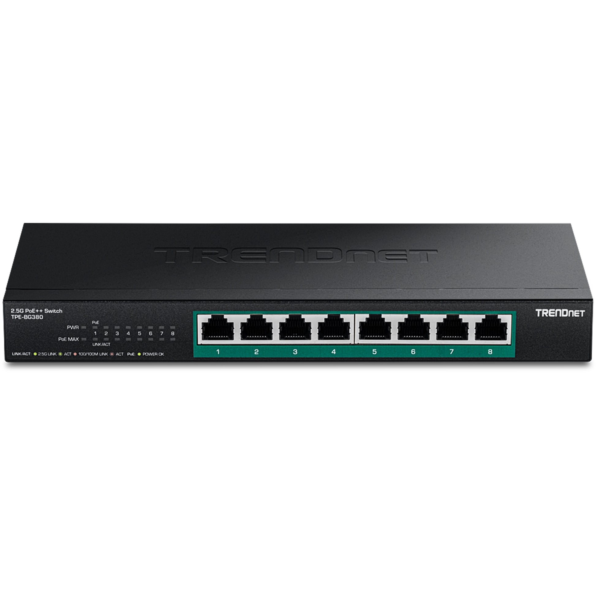 TRENDnet TPE-BG380 – Unmanaged Switch – 8× 2,5G, PoE++, PoE-Budget 230 W, Desktop