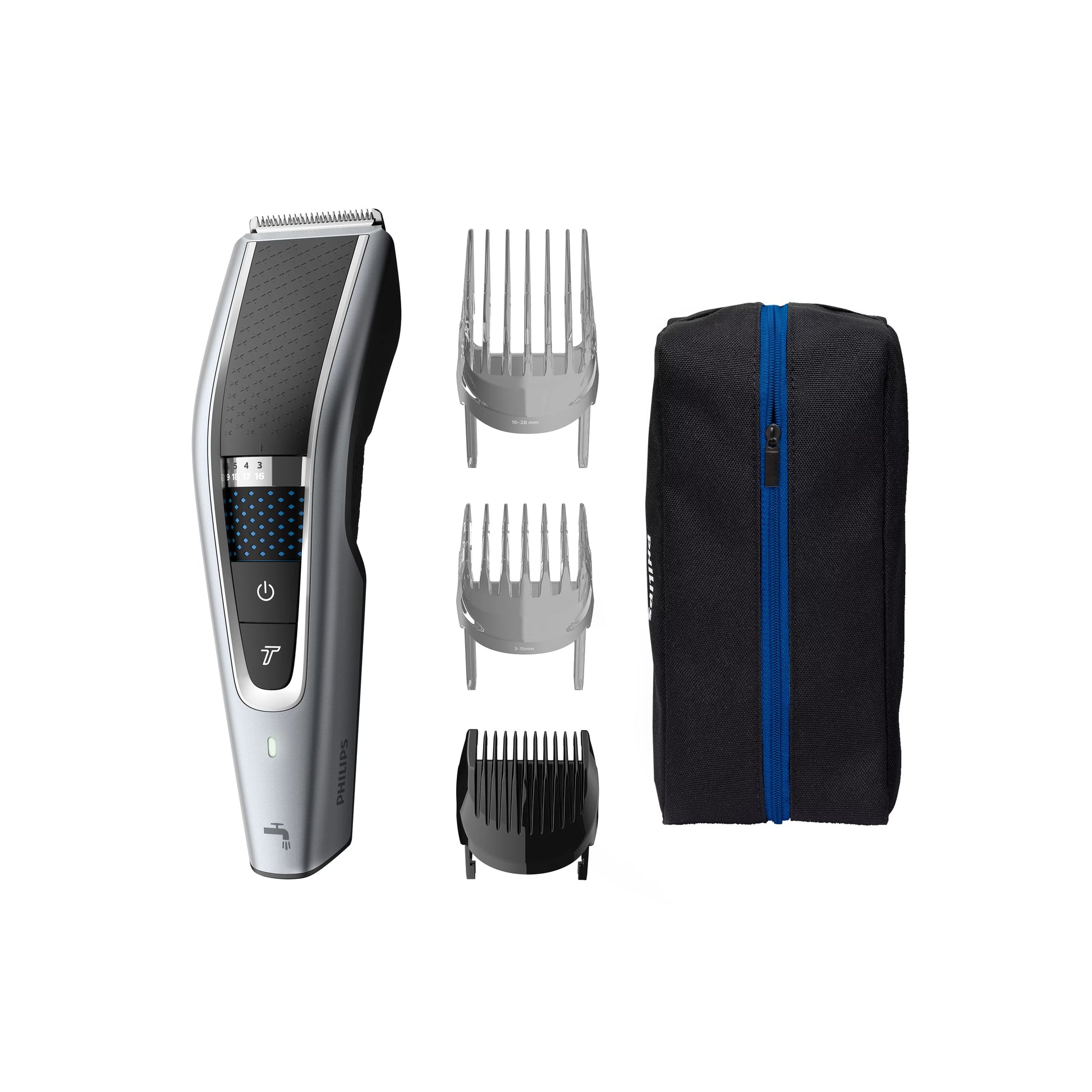 Philips Haarschneider Serie 5000 HC5630/15 – Akku, 90 min – Schnittlängen 0,5–28 mm – Silber – Edelstahlmesser
