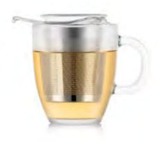Bodum Yo-Yo Glastasse – 0,35 l, Glas, Transparent, Henkel, Edelstahlfilter