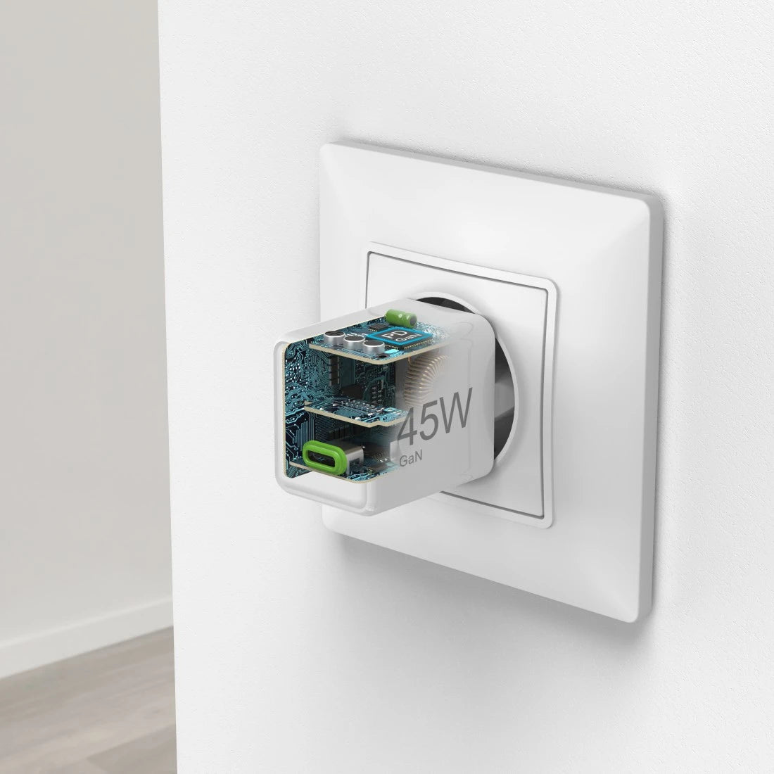 Hama 00201983 USB-Ladegerät 45 W – USB-C×1 – PD 3,0, QC 3,0, GaN – Weiss