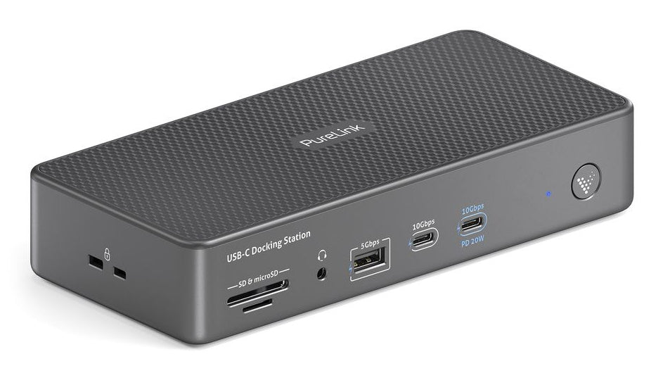 PureLink VL-D230DL Dockingstation – USB-C, 3× DP, 3× HDMI, 5× USB-A, 2× USB-C, 100 W PD, GbE, SD/microSD