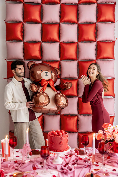 PartyDeco Folienballon Stehender Teddybär – Mehrfarbig – 75 × 84 cm – Folie – 1 Stk