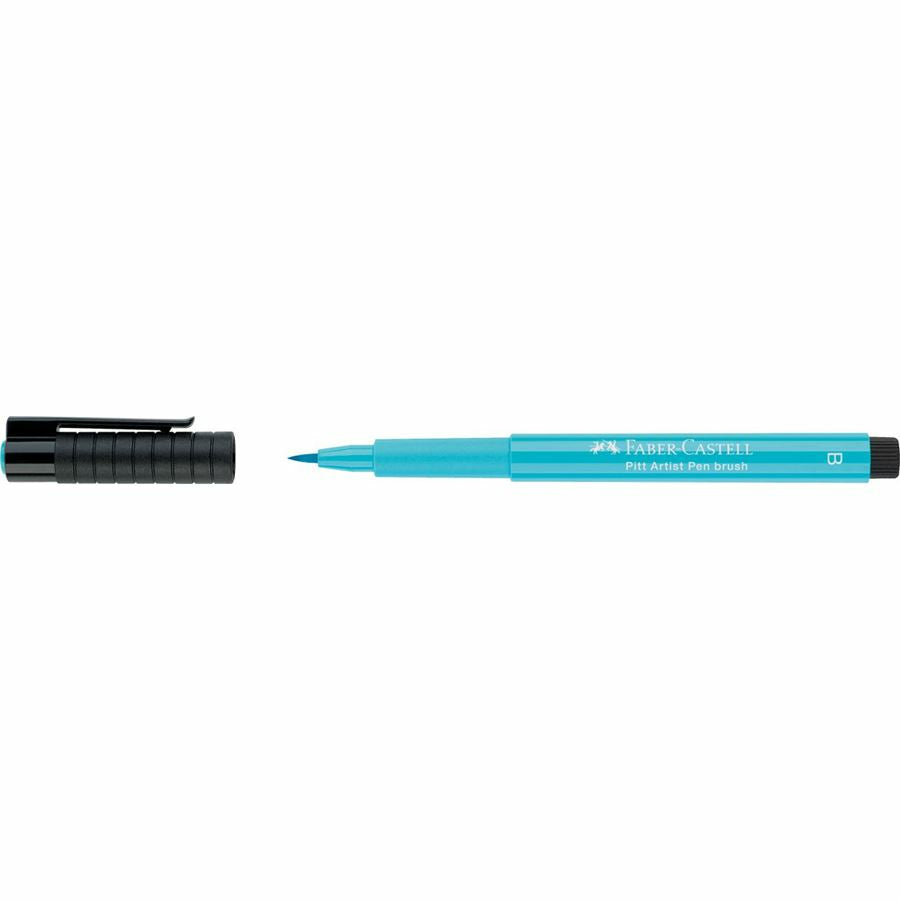 Faber-Castell Pitt Artist Pen Brush Pinselstift – 2,5 mm, pigmentiert, wasserfest, hellkobalttürkis