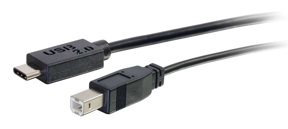 C2G USB-C auf USB-B Kabel – USB 2.0 (480 Mbit/s) – 1,83 m – Goldkontakte, Magnetisch abgeschirmt – Schwarz