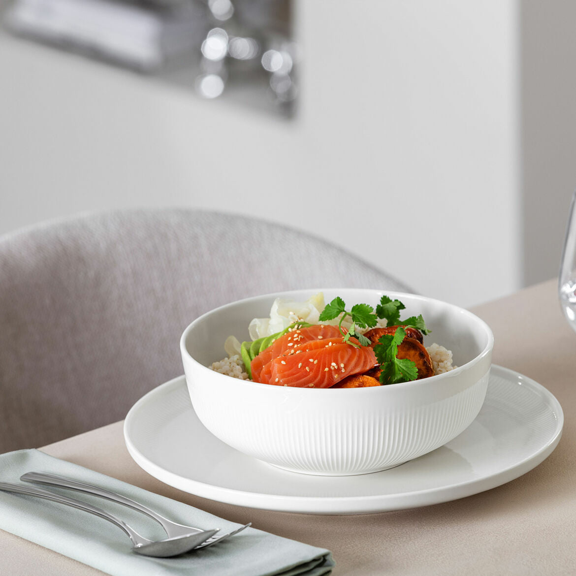 Villeroy & Boch Salatschüssel – 1,0 l, Ø 19,3 cm, Porzellan, Weiss, spülmaschinenfest, mikrowellengeeignet
