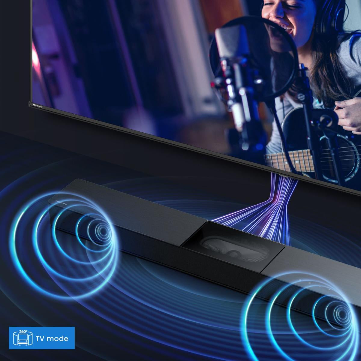 Hisense HS2000 – Soundbar – 2.1, DTS Virtual:X/Dolby Digital Plus, mit integriertem Subwoofer, 240 W – Schwarz