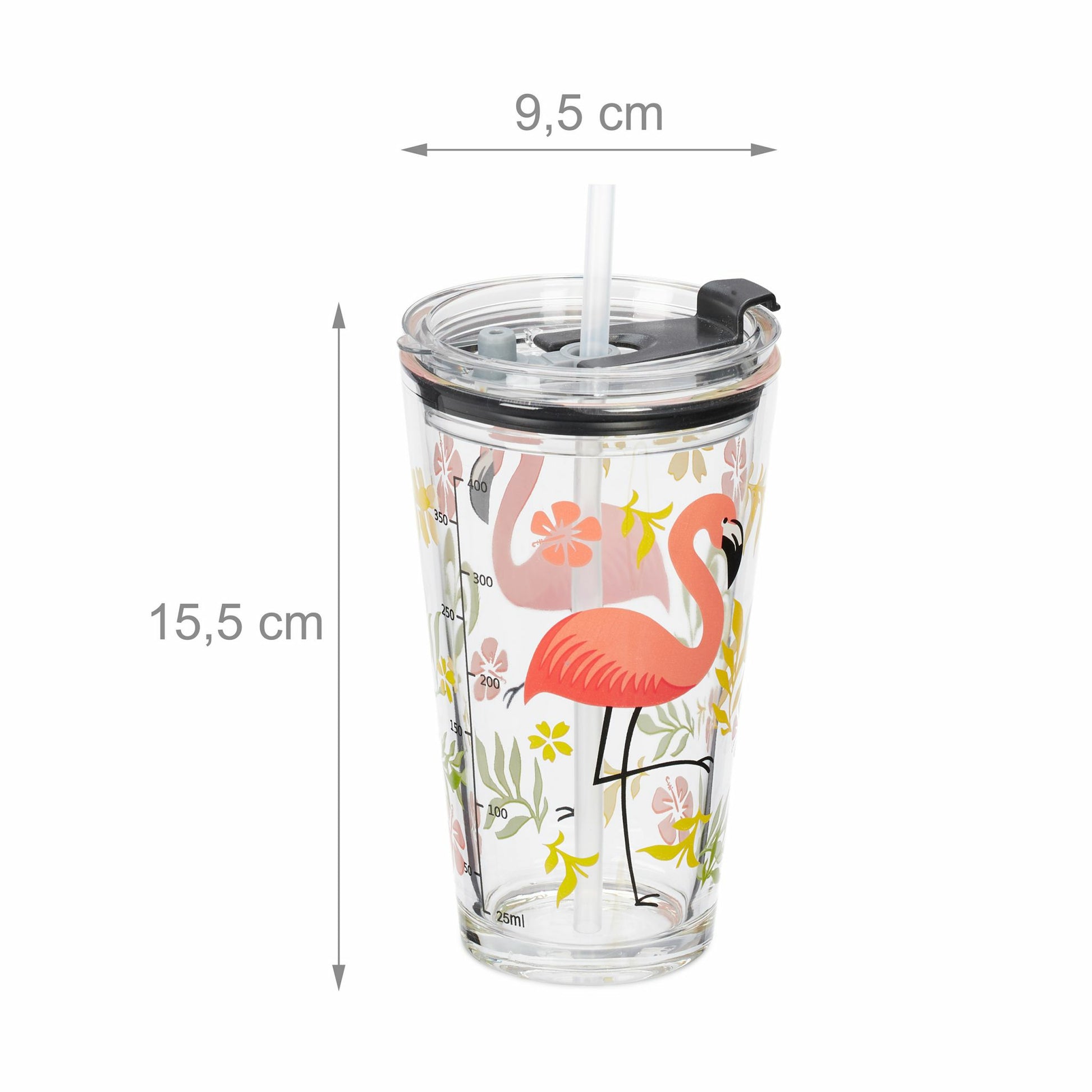 Relaxdays Trinkglas – 450 ml, Kunststoff, Grün, spülmaschinenfest