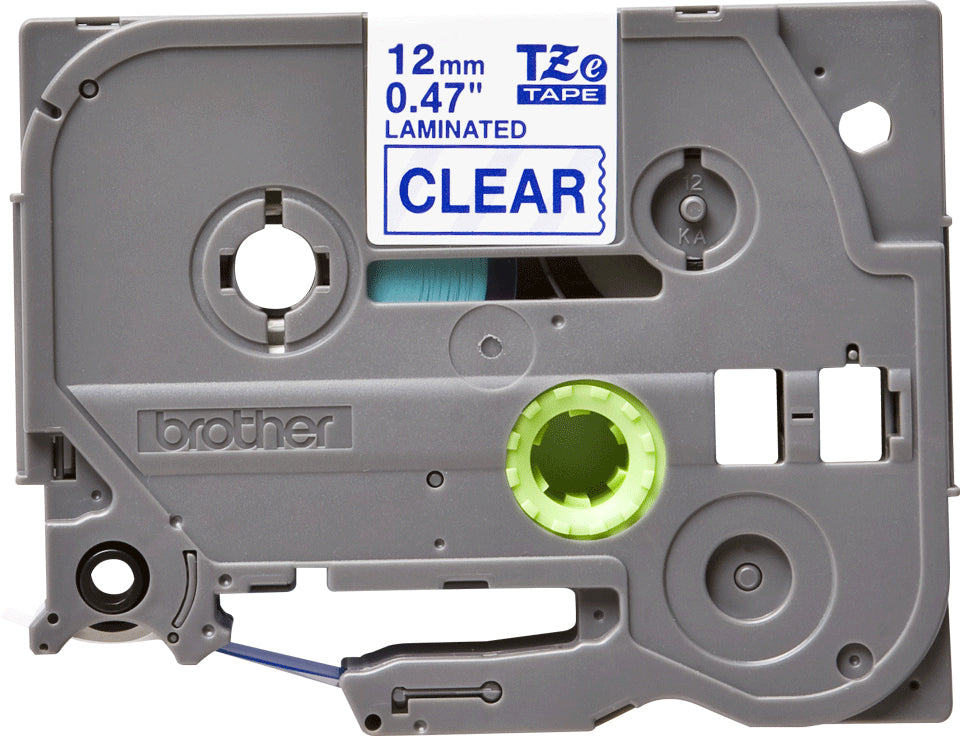 Brother Schriftband – 12 mm × 8 m, transparent, blau, TZe