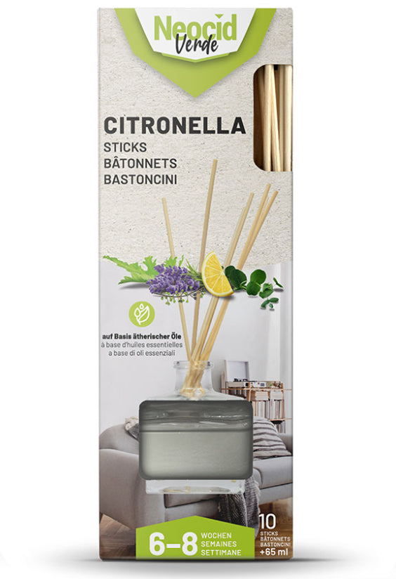 Neocid EXPERT Citronella Stäbchen Insektenfalle – 7,5 × 21 cm – 65 ml – 10 Stk. – für Mücken