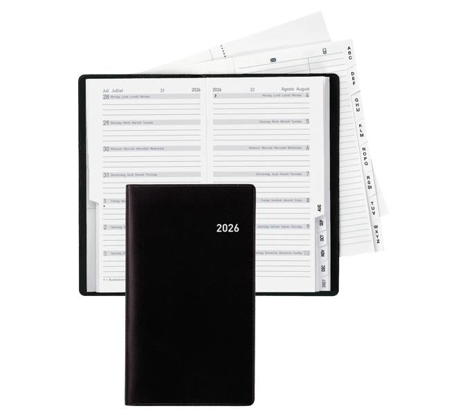 Biella Planer Bern Agenda – 1 Woche/1 Seite, geheftet, 8,7 × 15,3 cm, 2026, mehrsprachig, PEFC
