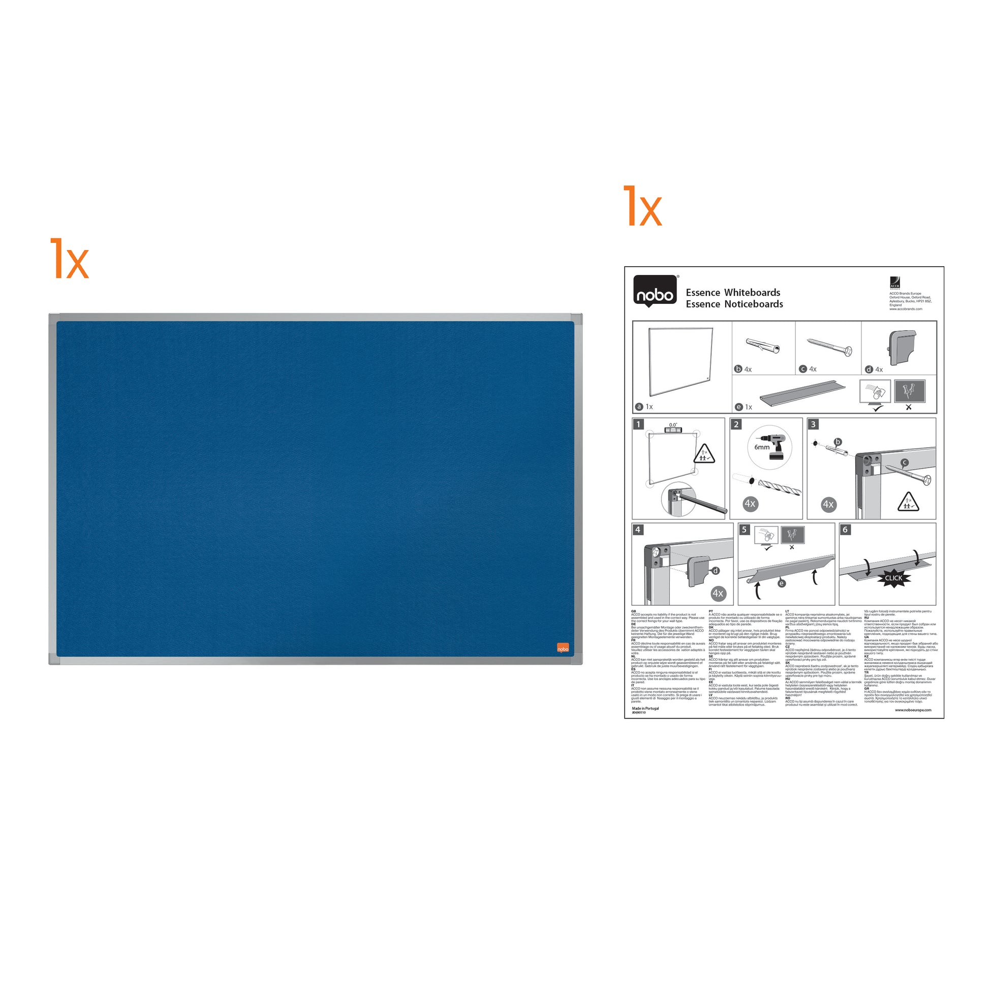 Nobo Pinnwand – Filz, Alurahmen – 150 × 100 cm, Blau, Essence