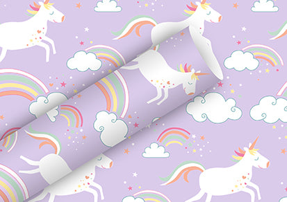 Braun + Company Geschenkpapier – Unicorn – 70 cm × 2 m – 80 g/m2, gestrichen, flieder