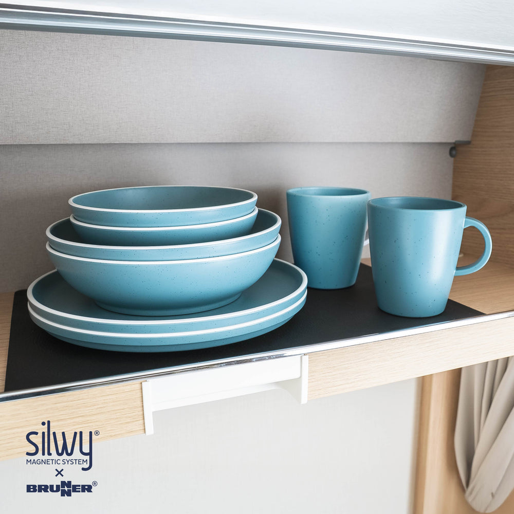 Silwy Geschirrset – Kunststoff, Blau, 11-teilig