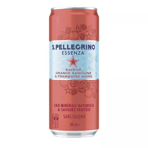 Sanpellegrino S.Pellegrino Essenza – Aromatisiertes Sprudelwasser, Orange & Himbeere – 6 × 33 cl Dosen