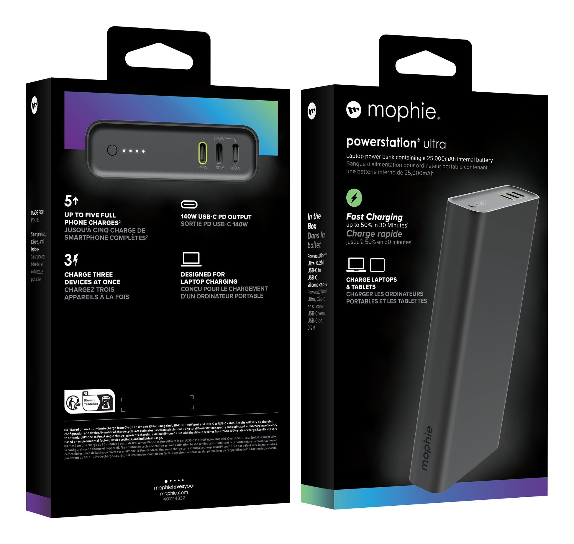 Mophie – Powerbank 25000 mAh, Schwarz