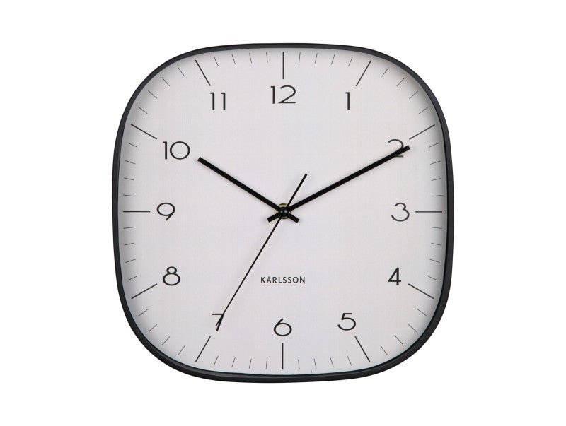Karlsson Grato Cuadrado Wanduhr – Analog, 29 × 29 × 4,3 cm, Schwarz, Aluminium