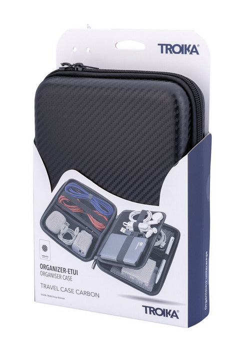 TROIKA Reise-Organizer – Kunstleder, Samt, Grau, 220 × 160 × 50 mm