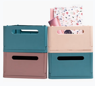 Exacompta Skandi Aufbewahrungsbox A4+ – klappbar, stapelbar, 375 × 40 × 275 mm, altrosa, Kunststoff (recycelt)