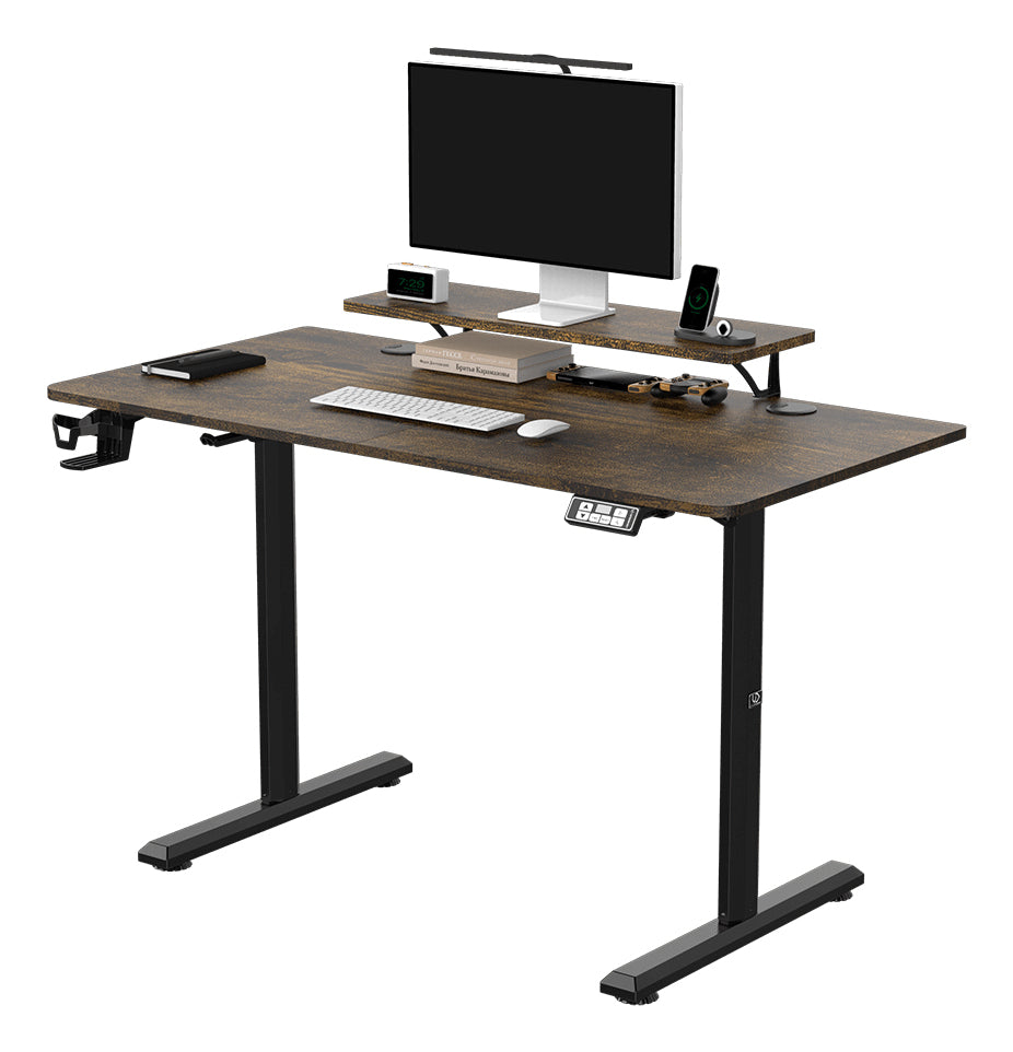 Ultradesk Higlander Gaming-Tisch – 120 × 60,5 cm, höhenverstellbar, braun, Stahl