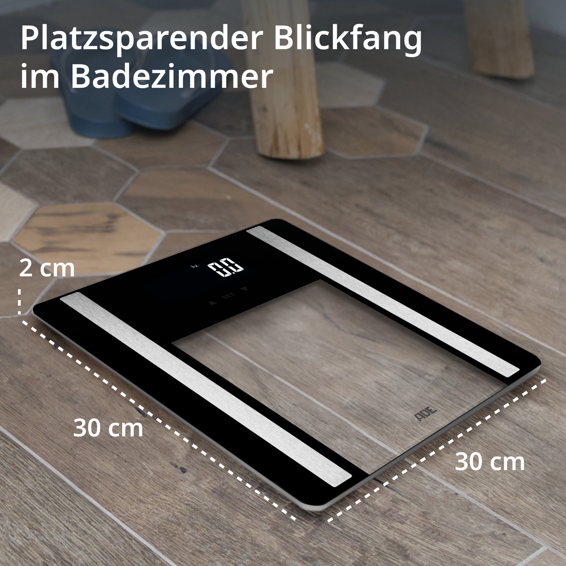 ADE Digitale Personenwaage BA2300-1 – Glas – 200 kg – Schwarz