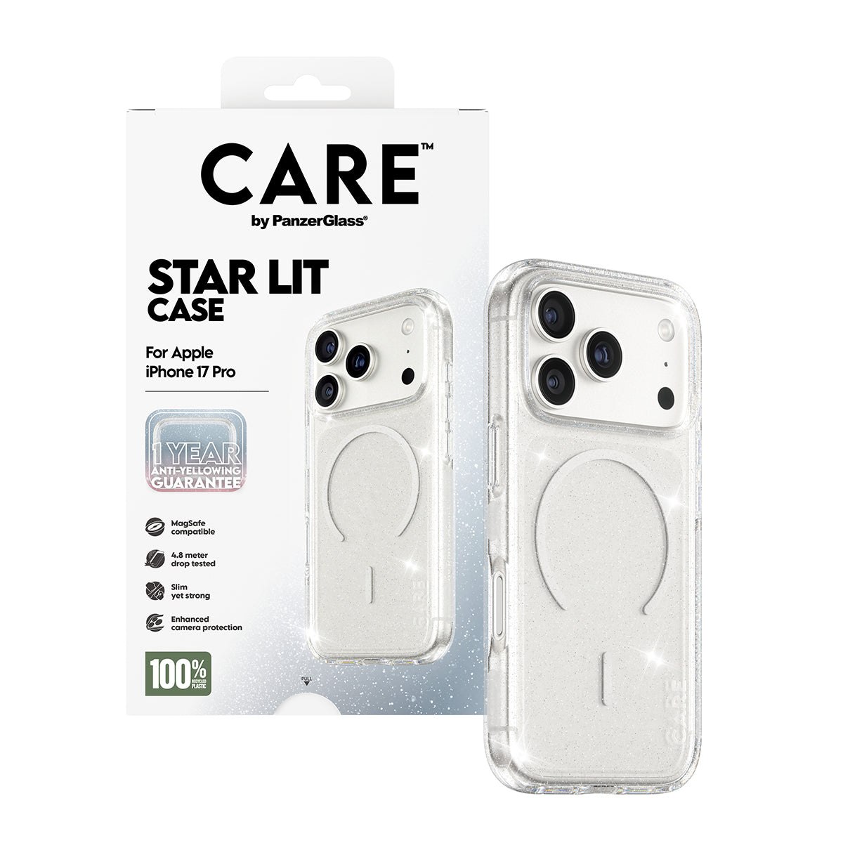 PanzerGlass Backcover – für Apple iPhone 17 Pro – StarLit weiss – TPU, MagSafe-kompatibel