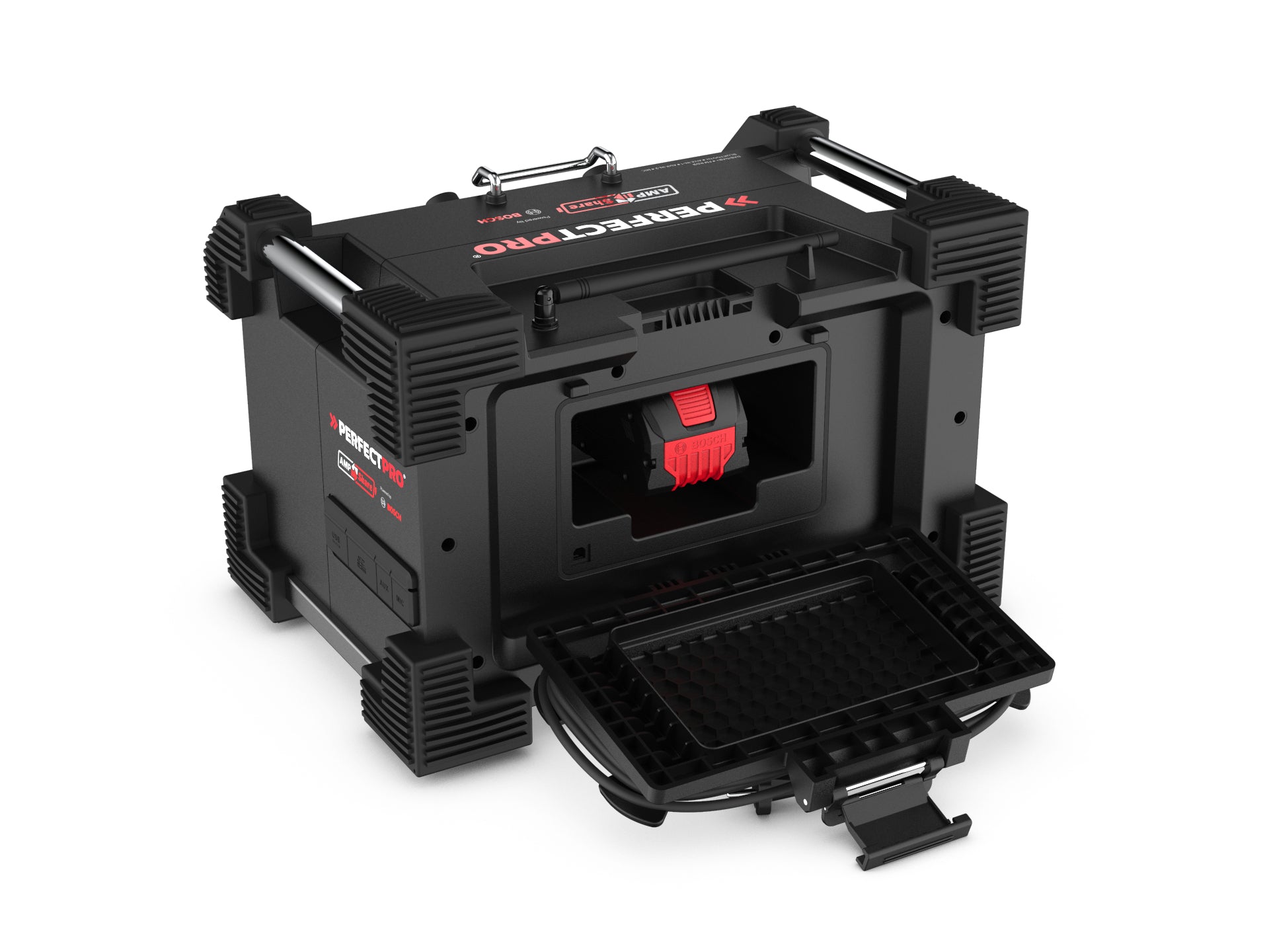 Perfectpro ROCKHART RH4-18V – Baustellenradio – DAB+, Bluetooth, IP44, Akkubetrieb – Schwarz