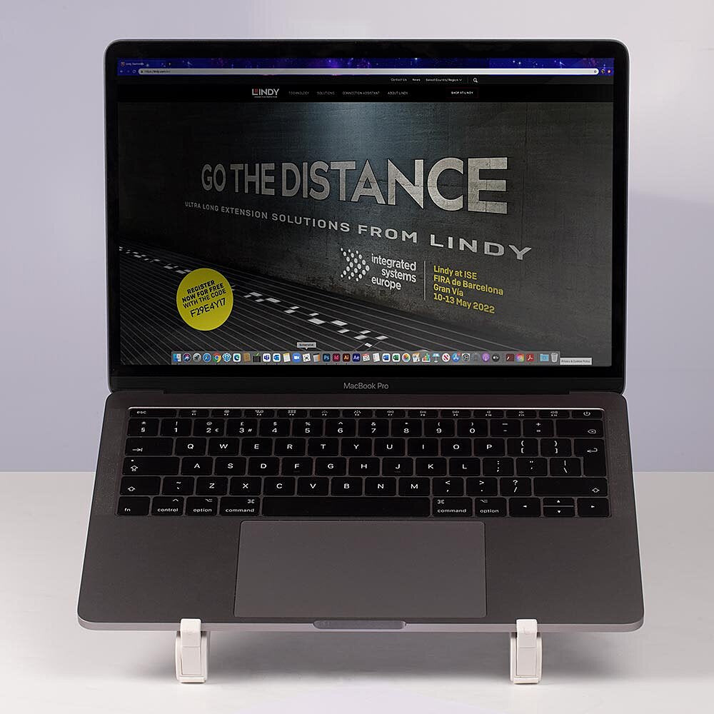 Lindy Laptop-Ständer – bis 15,6", bis 15 kg, faltbar – Silber/Weiss