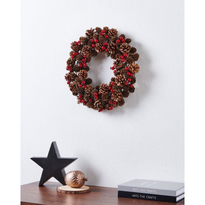 EGLO Weihnachtskranz – Ø 37 × 7,5 cm – Kiefernholz, mehrfarbig