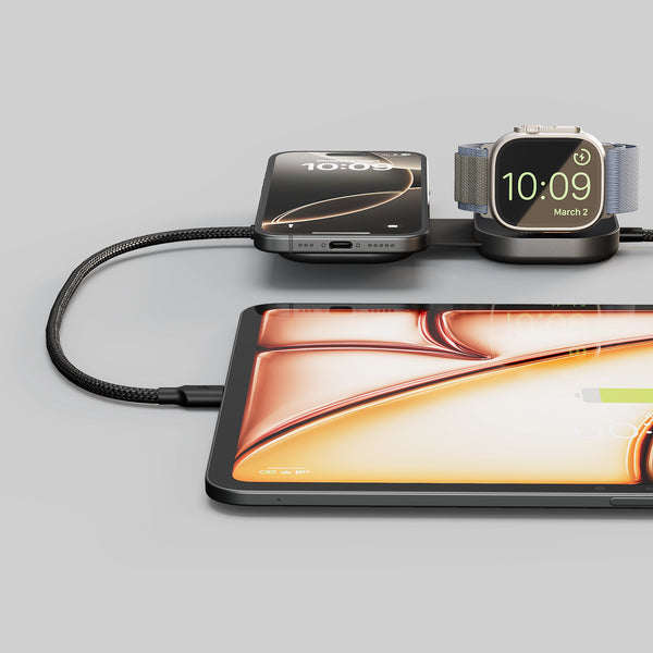 Zens 3in1 Wireless Charger Kabelloses Ladegerät 240 W – Qi2, PD, MFi – USB‑C×2 – schwarz