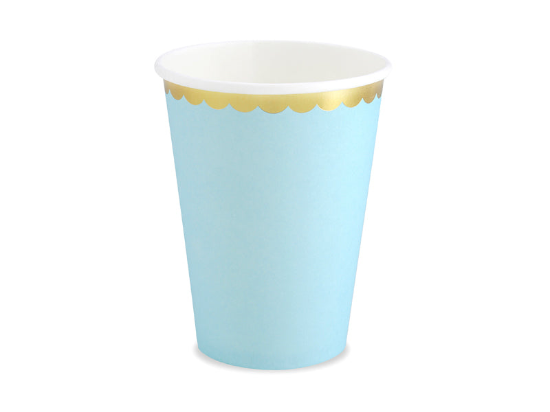 PartyDeco Trinkbecher, Papier – 2,2 dl Hellblau – 6 Stk.