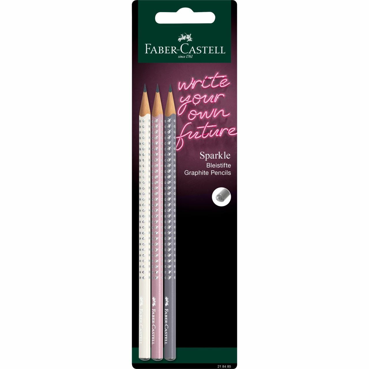 Faber-Castell Grip Sparkle Bleistift, Dreikant B Mine Ø 2 mm farbig sortiert – 3er-Set