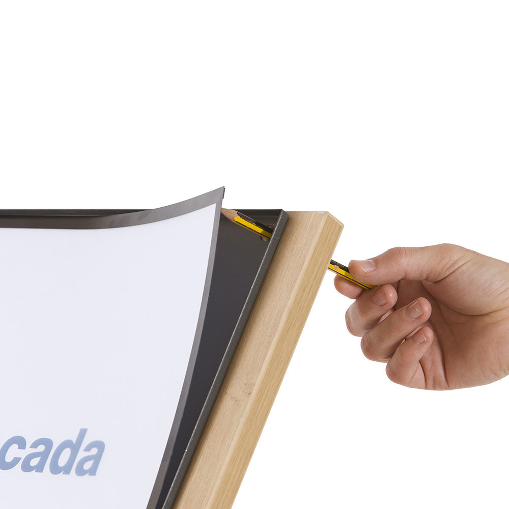 Rocada Boden-Prospektständer NAT0706 – für A3, 1 Fach, Schwarz, Melamin/Stahl, 400×300×1020 mm