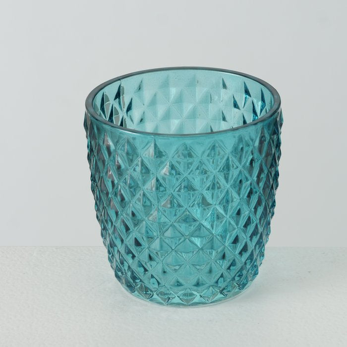 Boltze Windlicht – Glas, petrol – Ø 7,5 × 7,5 cm – 4-teilig